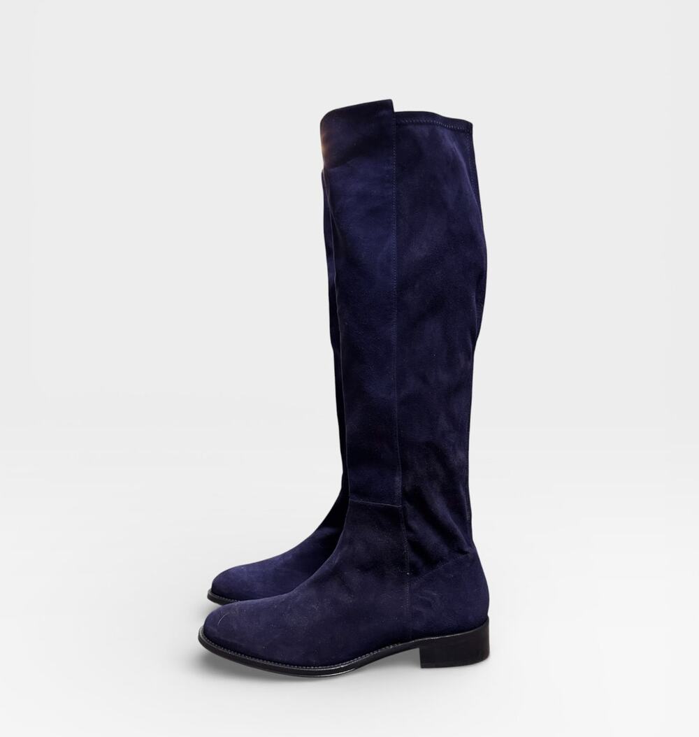 Stuart Weitzman Greer City Boot Suede Knee High Boot in Nice Blue Stretch 9.5